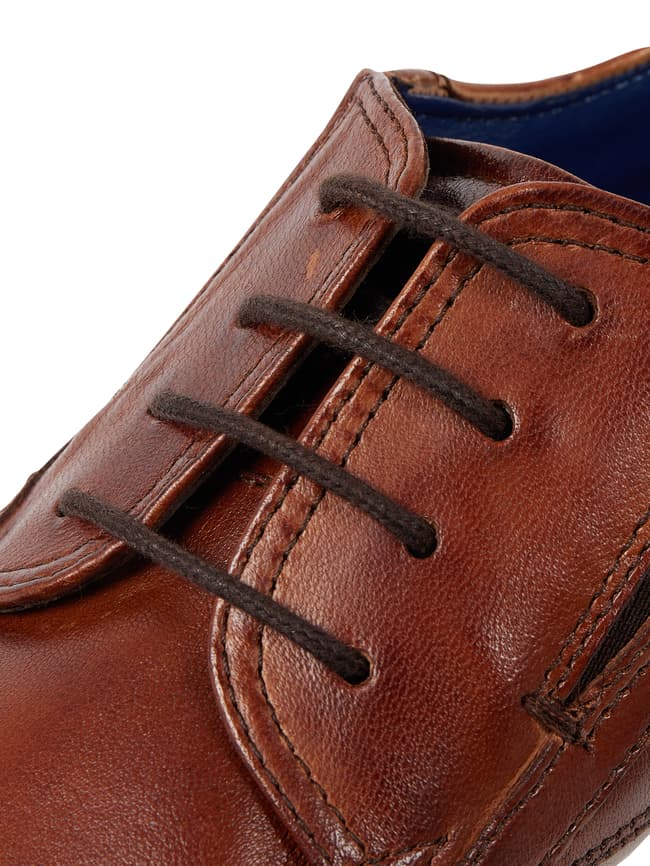 Leather lace-up shoes, model Savio Evo bugatti, cognac color