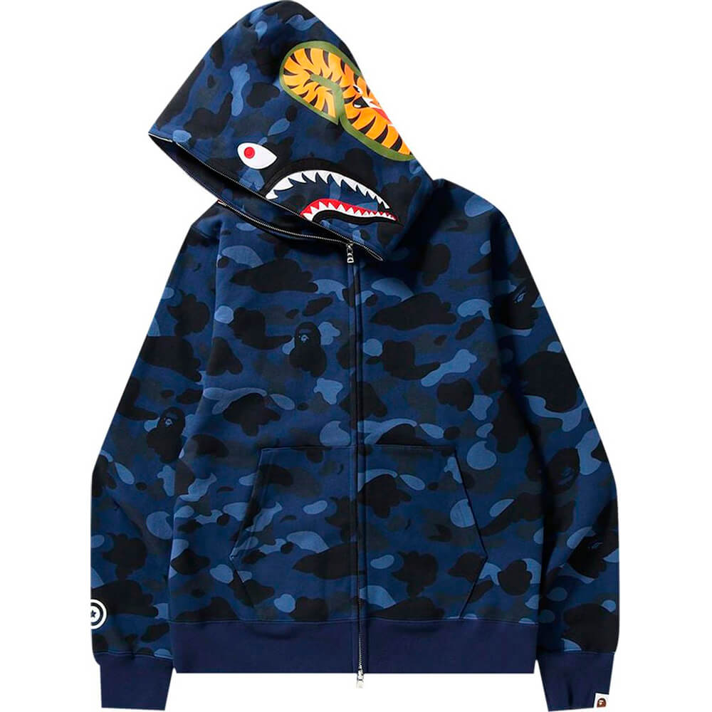 هودي BAPE Color Camo Shark بسحاب كامل "Navy" باللون الأزرق