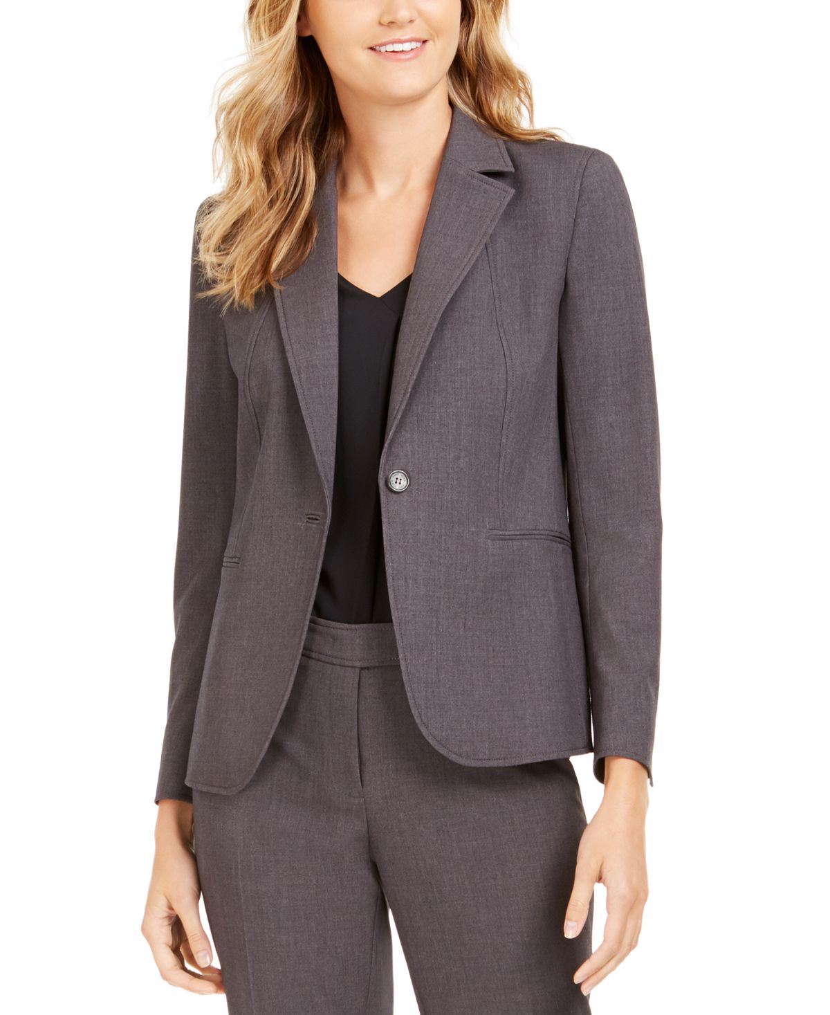 Anne Klein One Button Notched Lapel Blazer