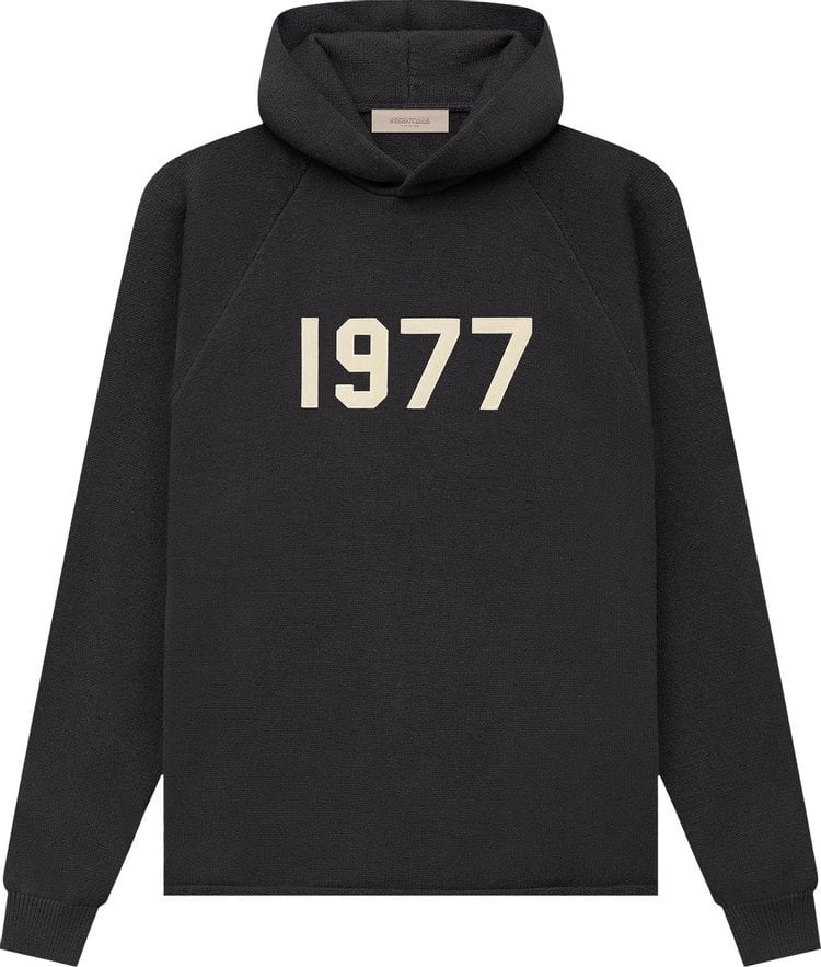 Fear of God Essentials Knit Hoodie 'Iron', black