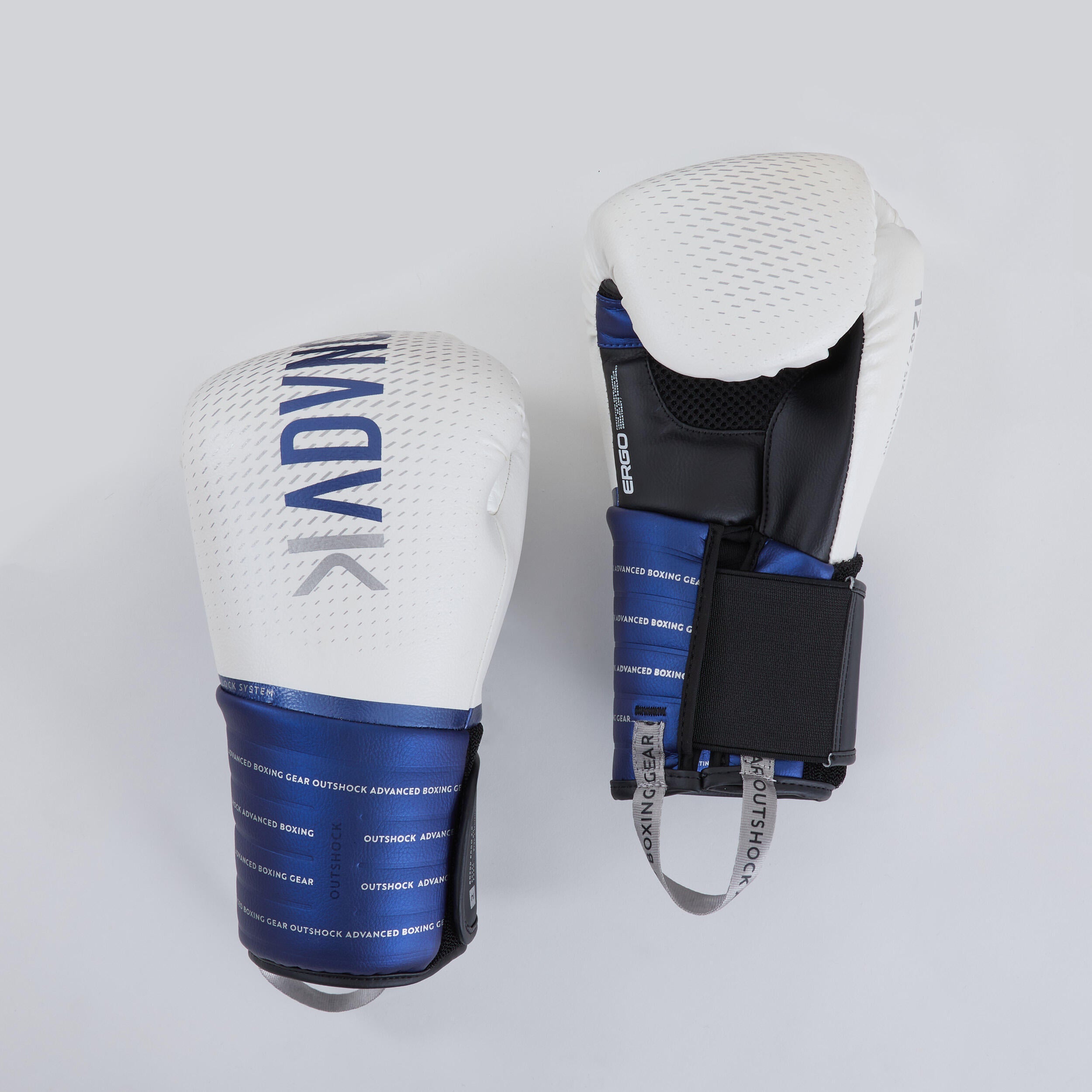 Boxing gloves 500 white-blue OUTSHOCK, white/dark blue