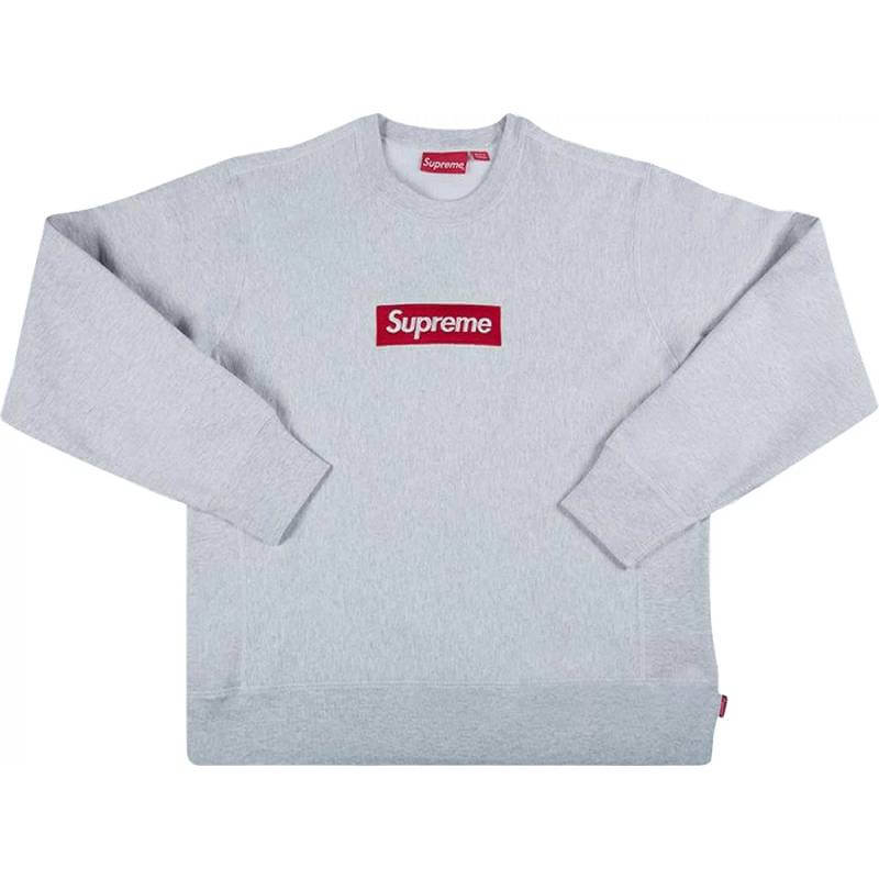 سويت شيرت Supreme Box Logo بياقة دائرية، رمادي