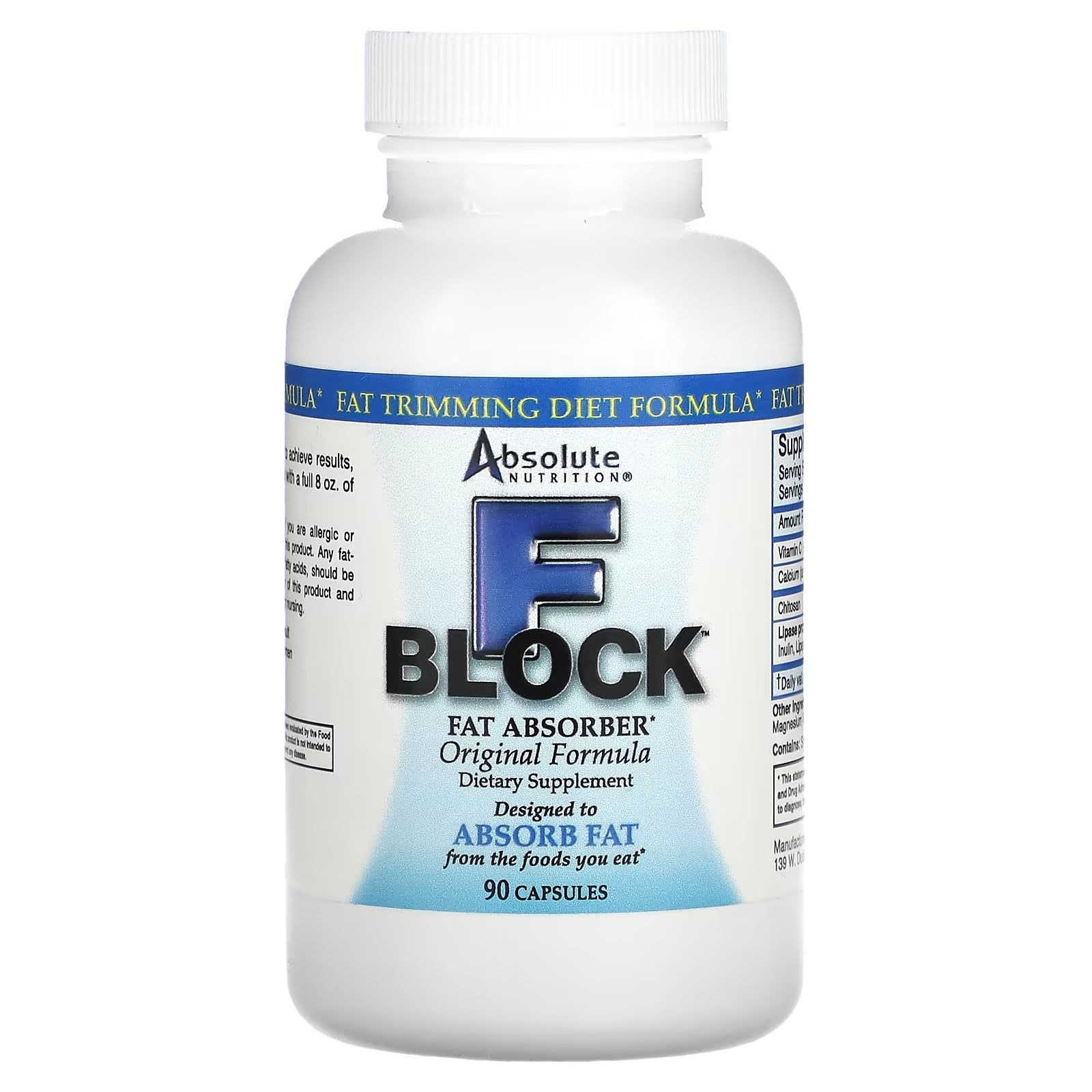 Absolute Nutrition FBlock Fat Absorbent Original Formula, 90 Capsules