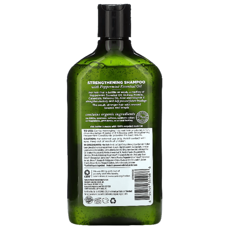 Avalon Organics Peppermint Strengthening Shampoo, 325 ml