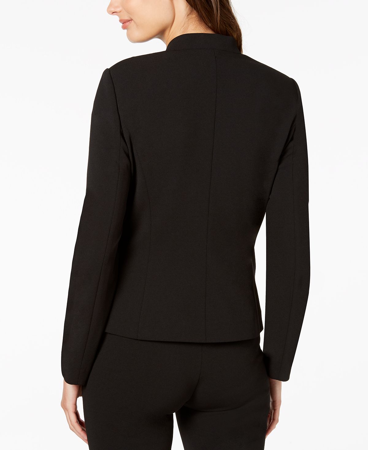 Asymmetrical open front jacket standard and petite sizes Calvin Klein, black