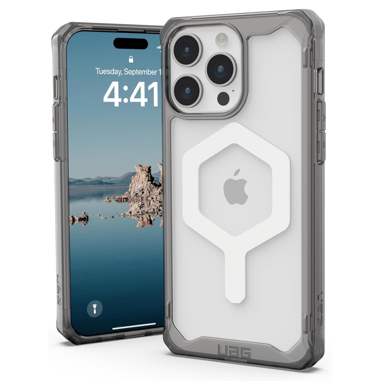 Case UAG Plyo for iPhone 15 Pro Max, Ash/White