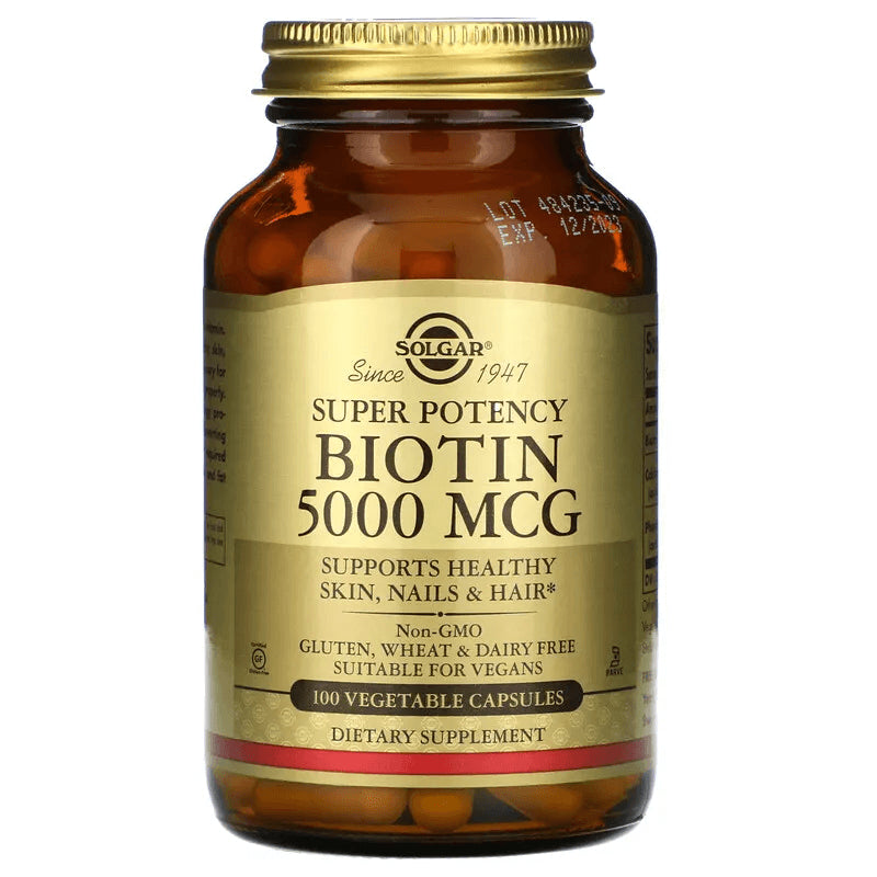 Biotin, 5000 mcg, 100 Veggie Caps, Solgar