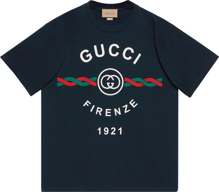 تي شيرت Gucci Firenze 1921 تي شيرت أزرق داكن، أزرق