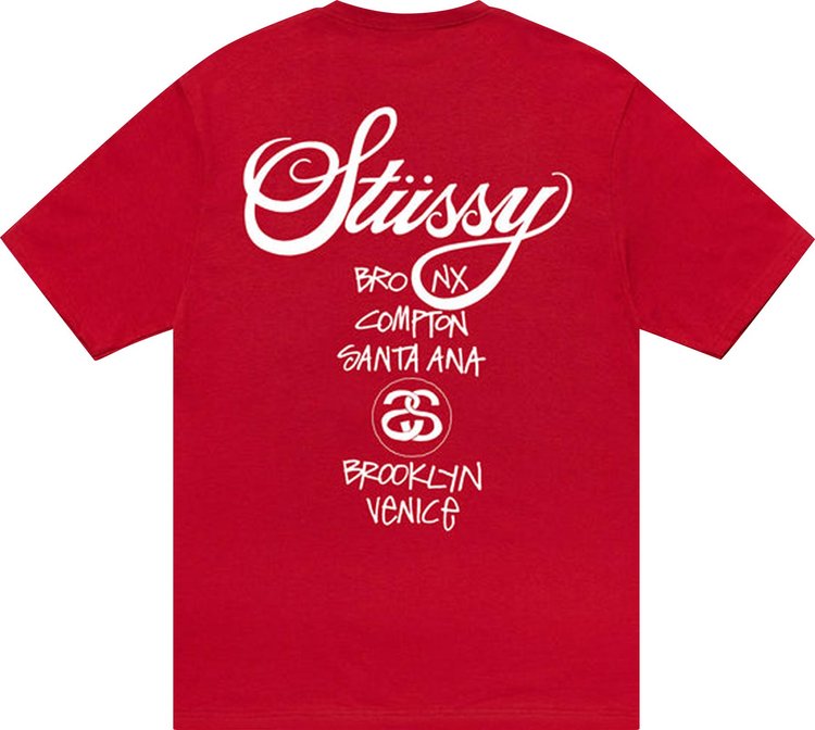 Stussy World Tour Tee 'Dark Red', red