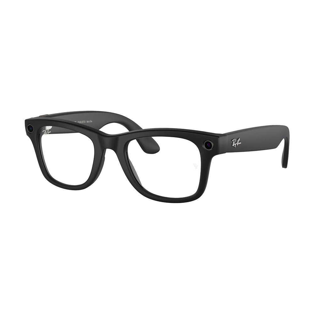 Ray-Ban Meta Wayfarer Smart Glasses (Standard), Matte Black/Clear to G15 Green Transitions