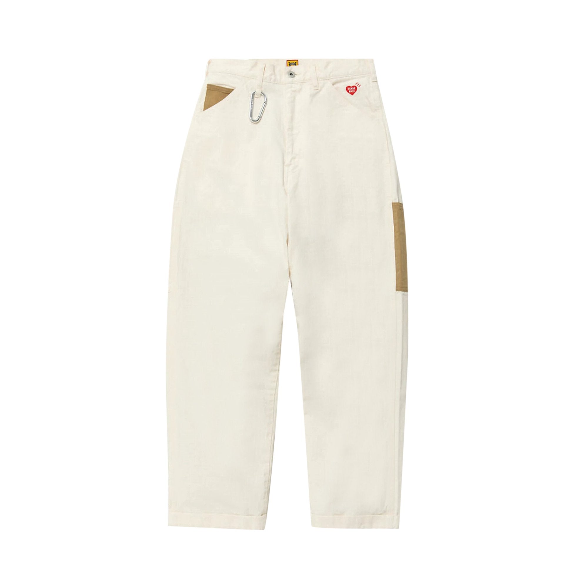 Artist's trousers with herringbone pattern, white