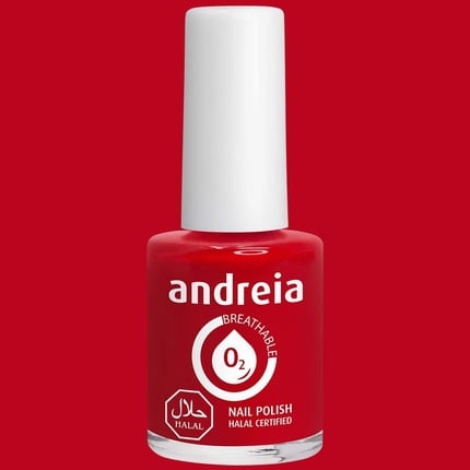 Andrea Breathable Nail Polish Halal Water Permeable Glossy Vegan and Cruelty Free 10 , 5 ml B6 red, Andreia