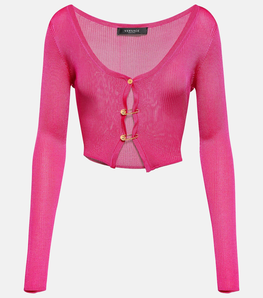 Safety Pin VERSACE cropped cardigan, pink