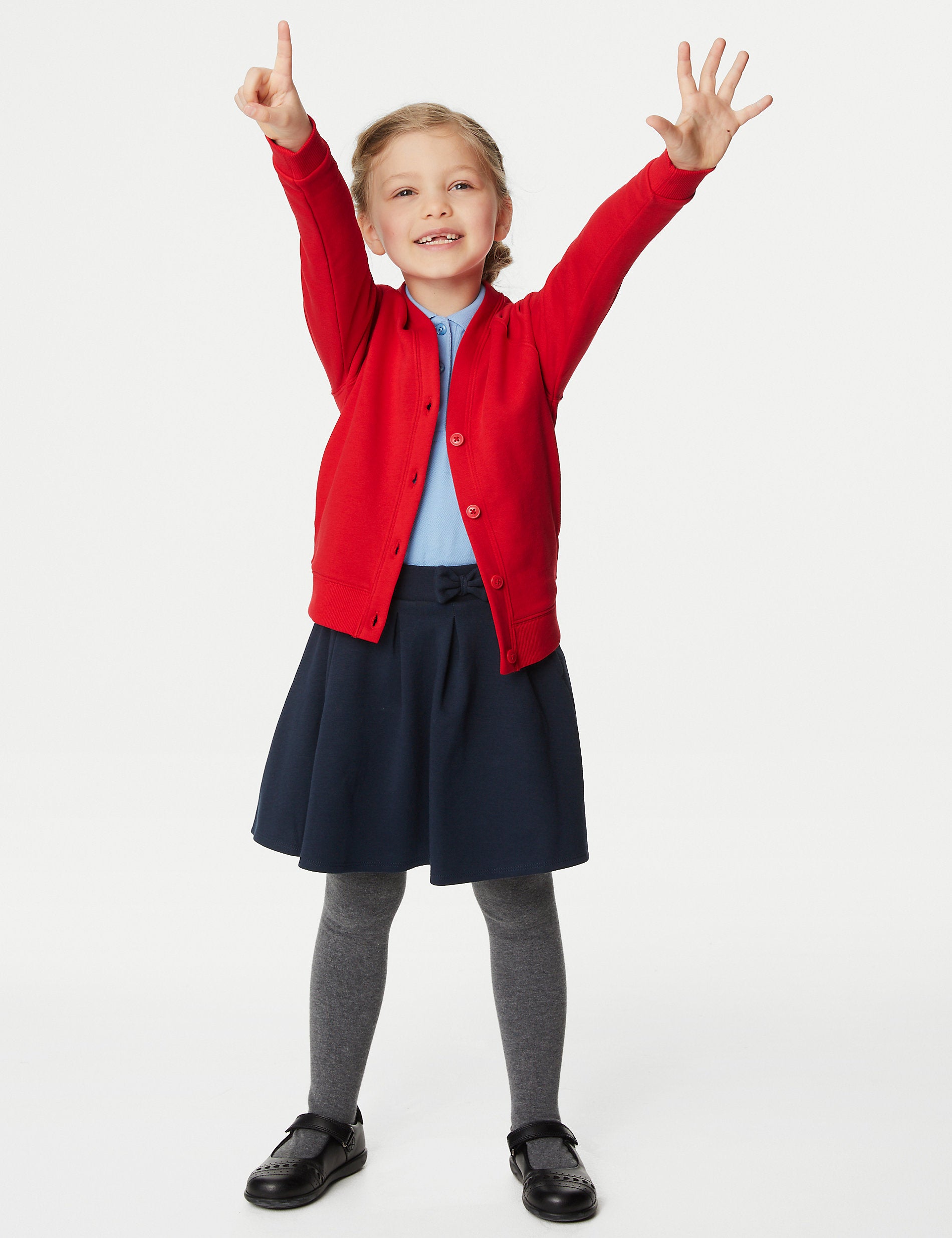 StayNew school cardigan in cotton for girls (2-18 years old) Marks & Spencer, red