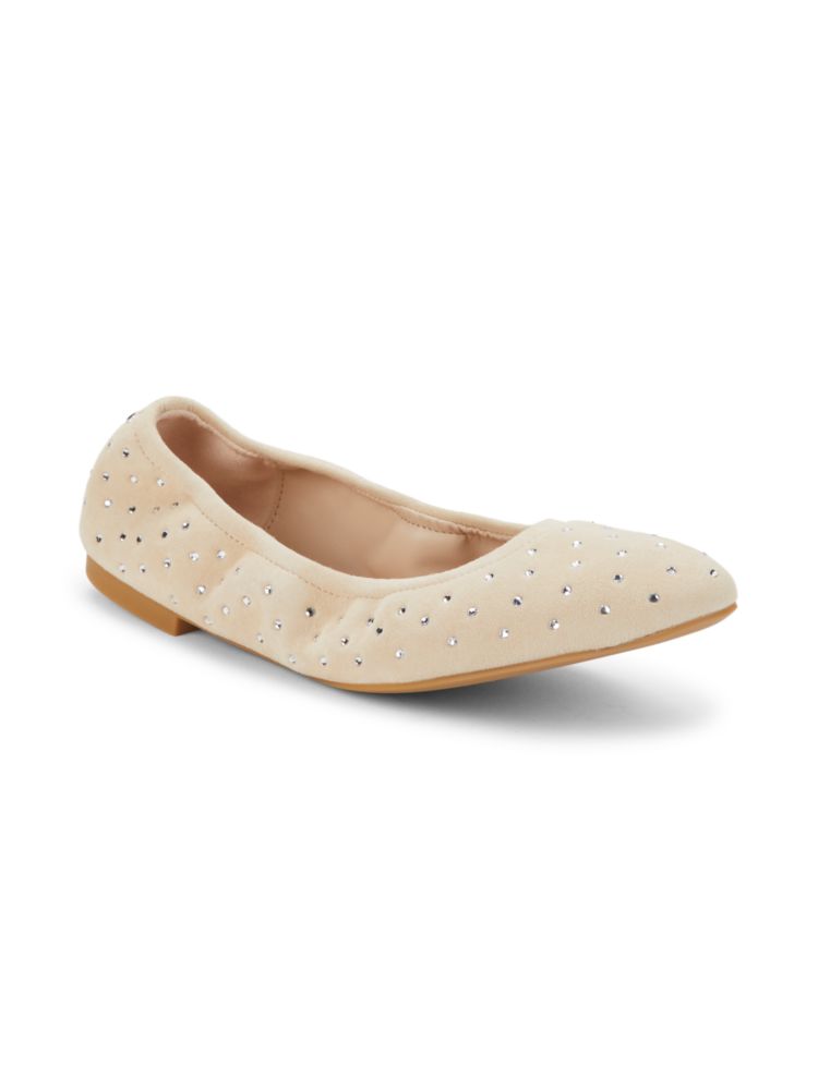 Stuart Weitzman Suede Glitter Ballerina Shoes in Rosewater