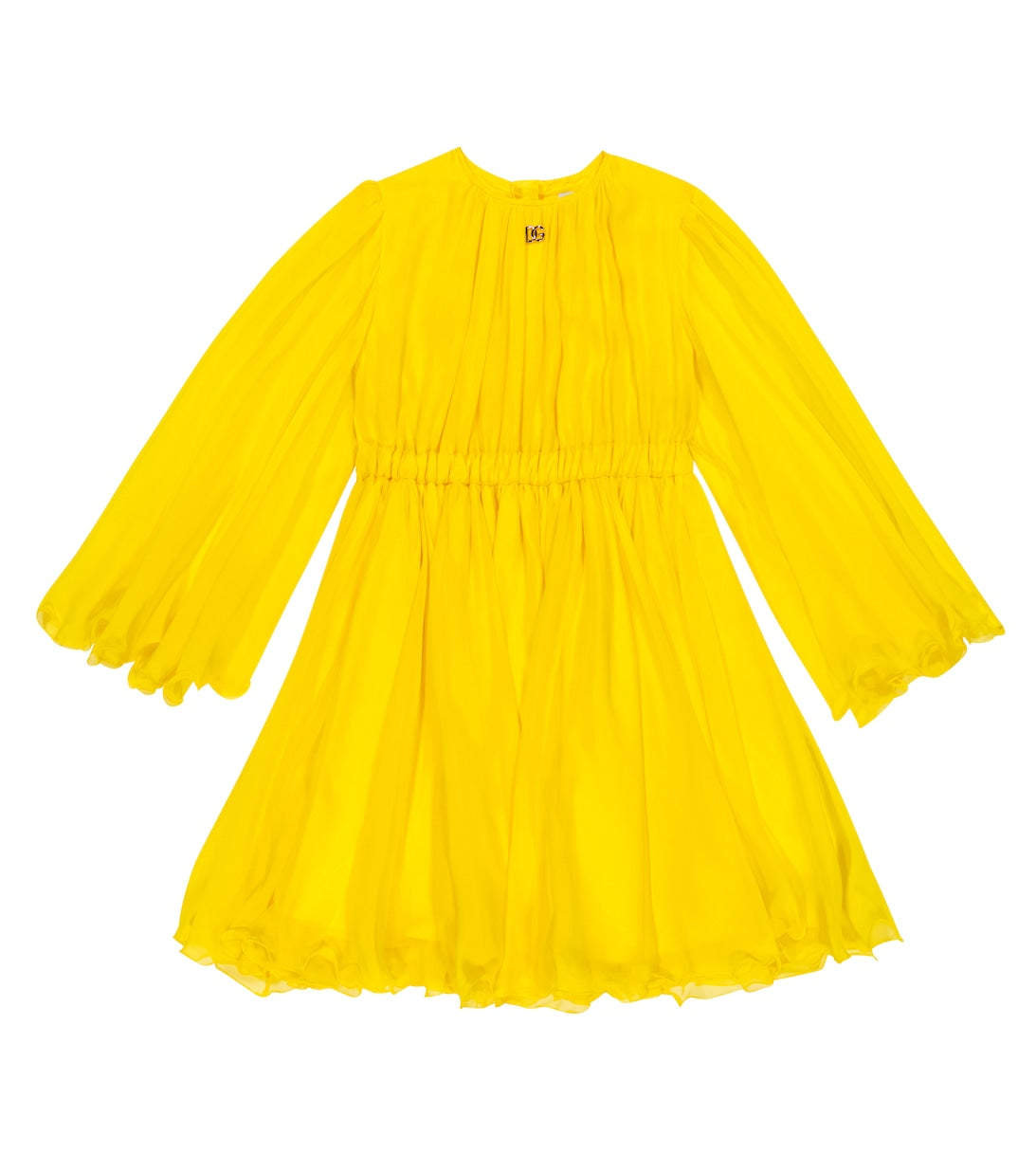 Silk tulle dress with ruffles Dolce&Gabbana, yellow