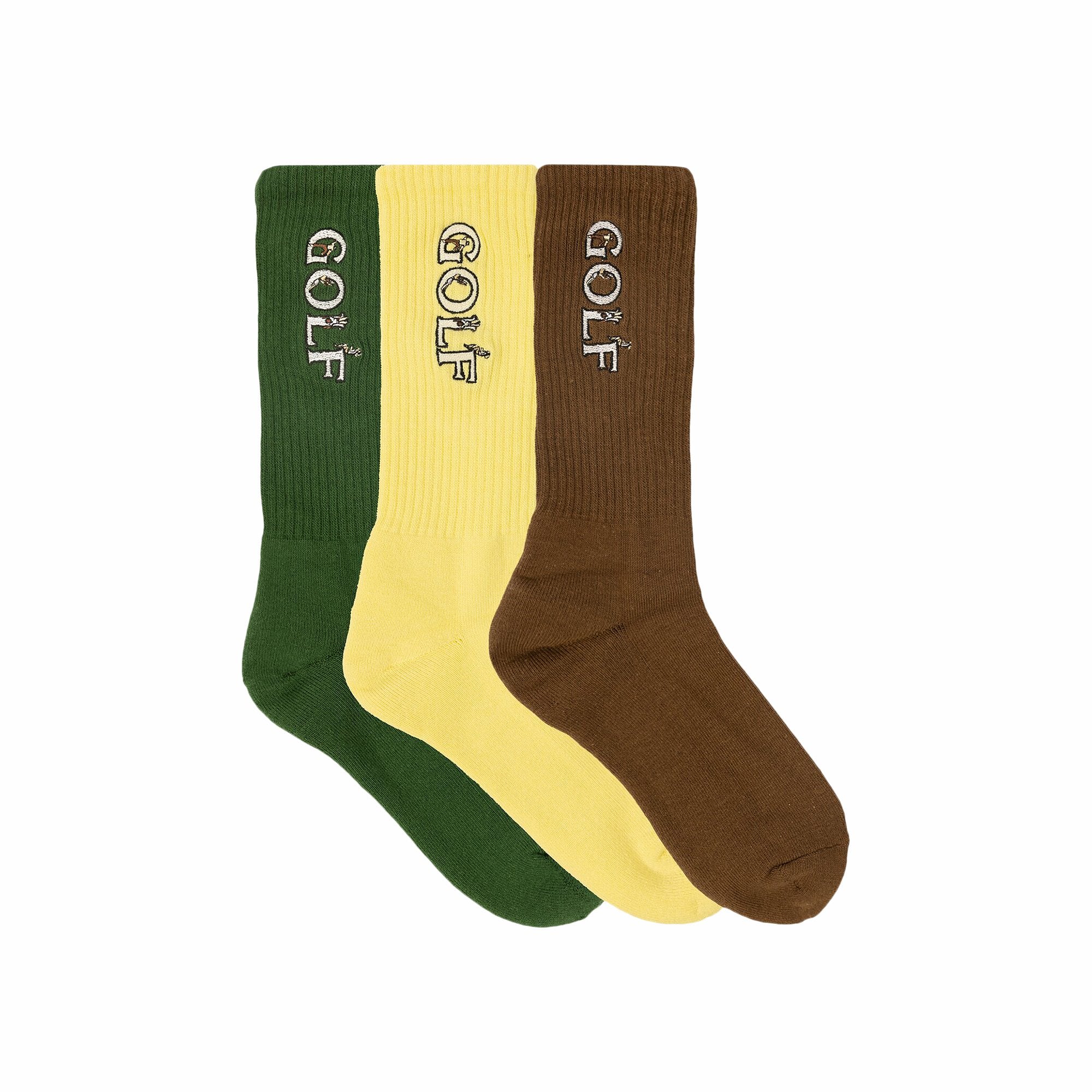 GOLF WANG playground socks (3 pcs.), Elven yellow/Greener Pastures/Bison