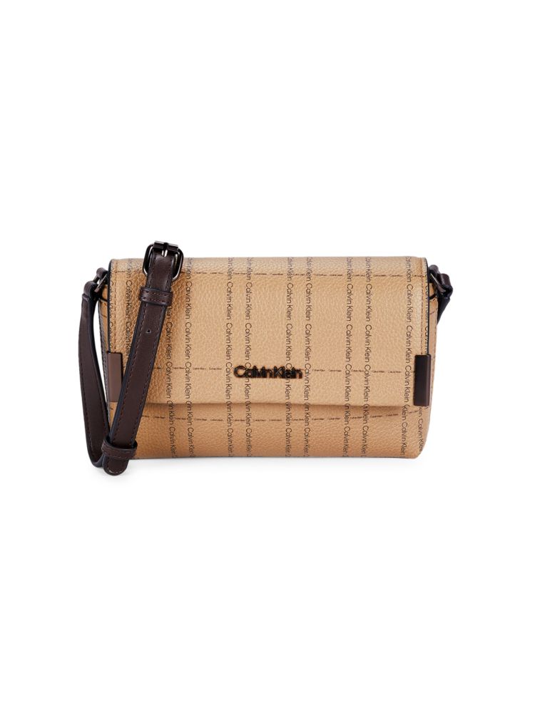 Calvin Klein Logo Shoulder Bag in Khaki Brown