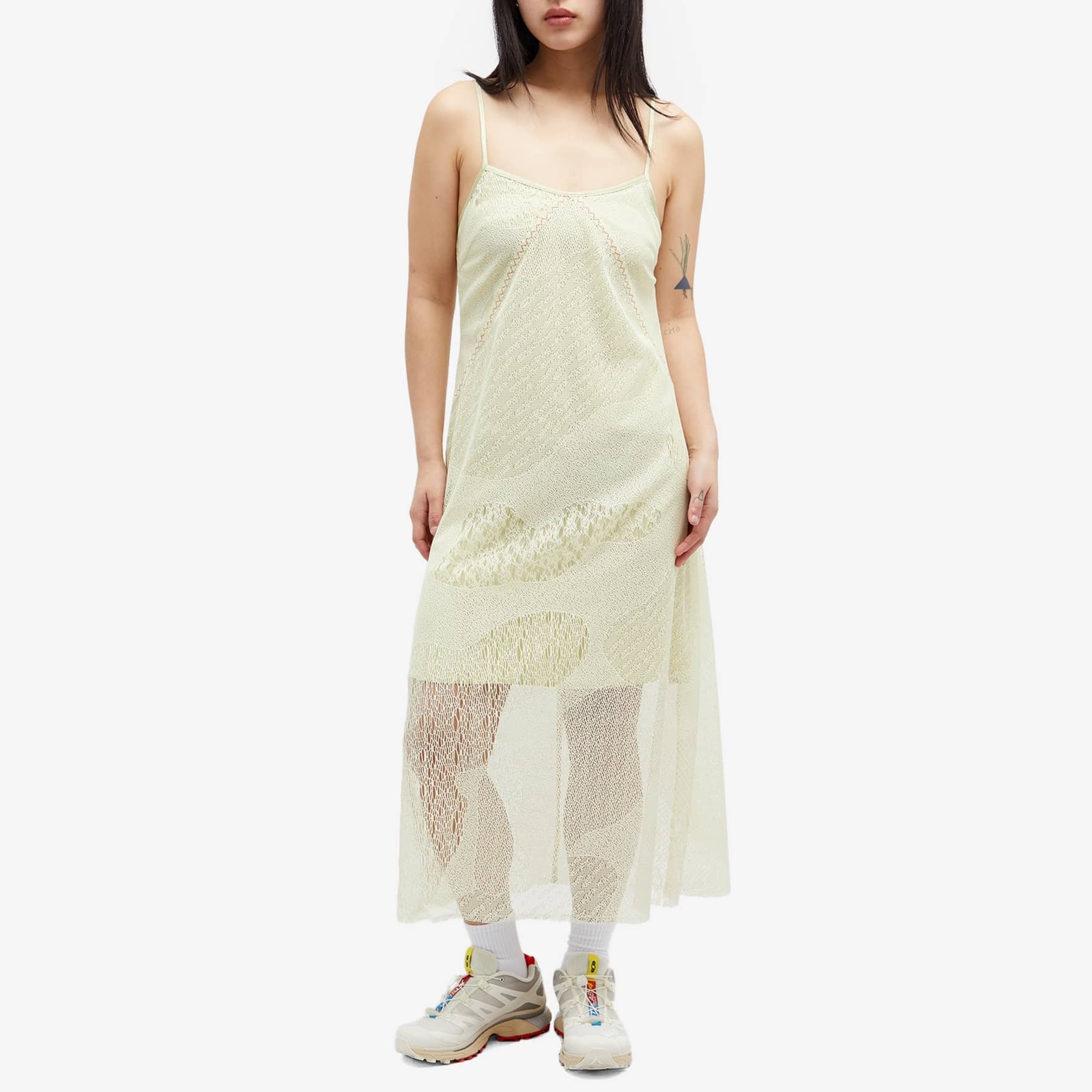 Brain Dead Engineered Cloud Mesh Slip Dress, Natural