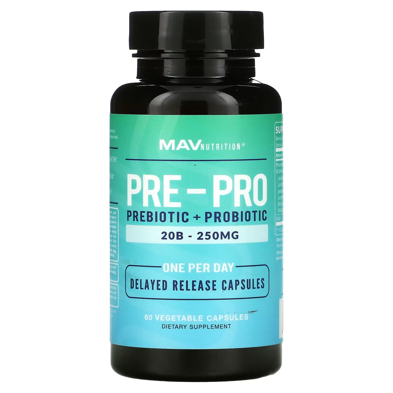 MAV Nutrition، Pre-Pro، Prebiotic &amp; Probiotic، 60 كبسولة نباتية