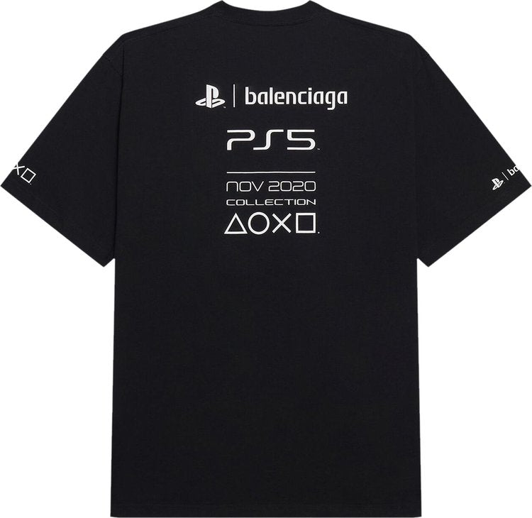 تي شيرت Balenciaga Playstation Boxy باللون الأسود، أسود