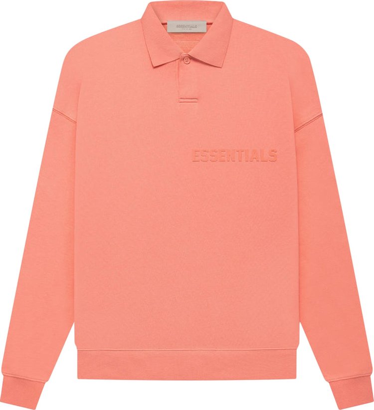 Fear of God Essentials Long-Sleeve Polo 'Coral', orange