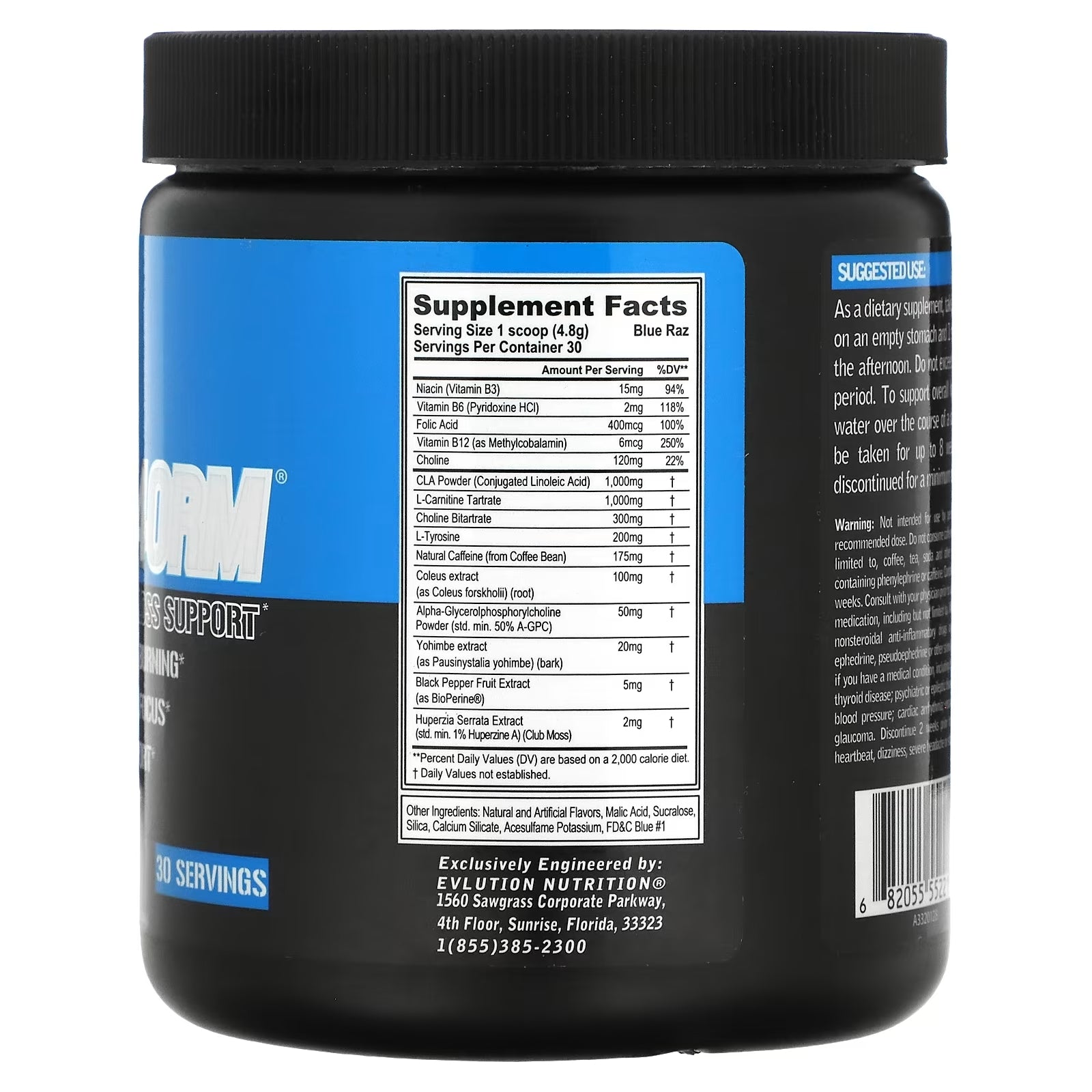 Food Supplement EVLution Nutrition Trans4orm Blue Raz, 144 g