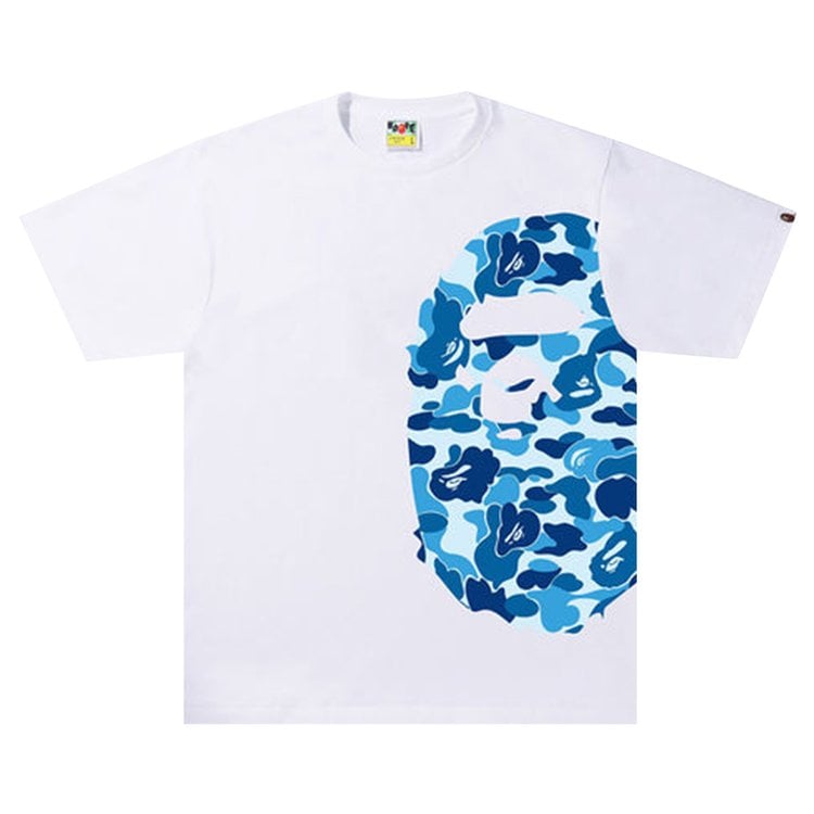 تي شيرت BAPE ABC Camo Side Big Ape Head "أبيض/أزرق"، أبيض