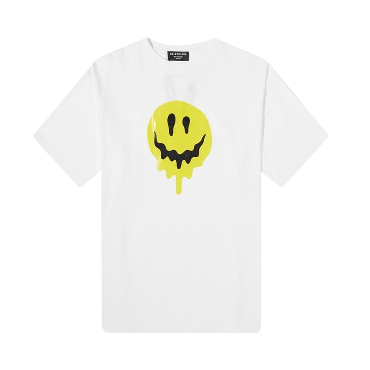 Balenciaga Large Fit Smiley T-Shirt 'White/Yellow/White', White