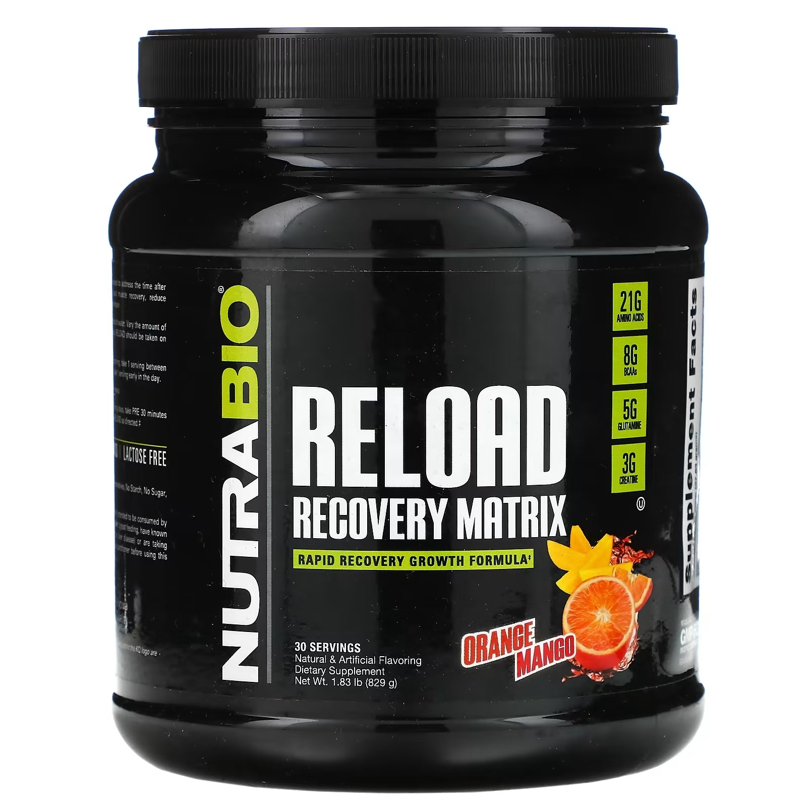 مكمل غذائي NutraBio Labs Reload Recovery Matrix، برتقال/مانجو، 829 جرام