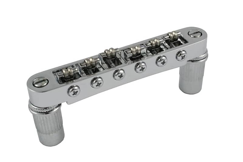 Allparts GB-0596-010 Chrome Roller Bridge for Tunematic Electric Guitar with Large Holes