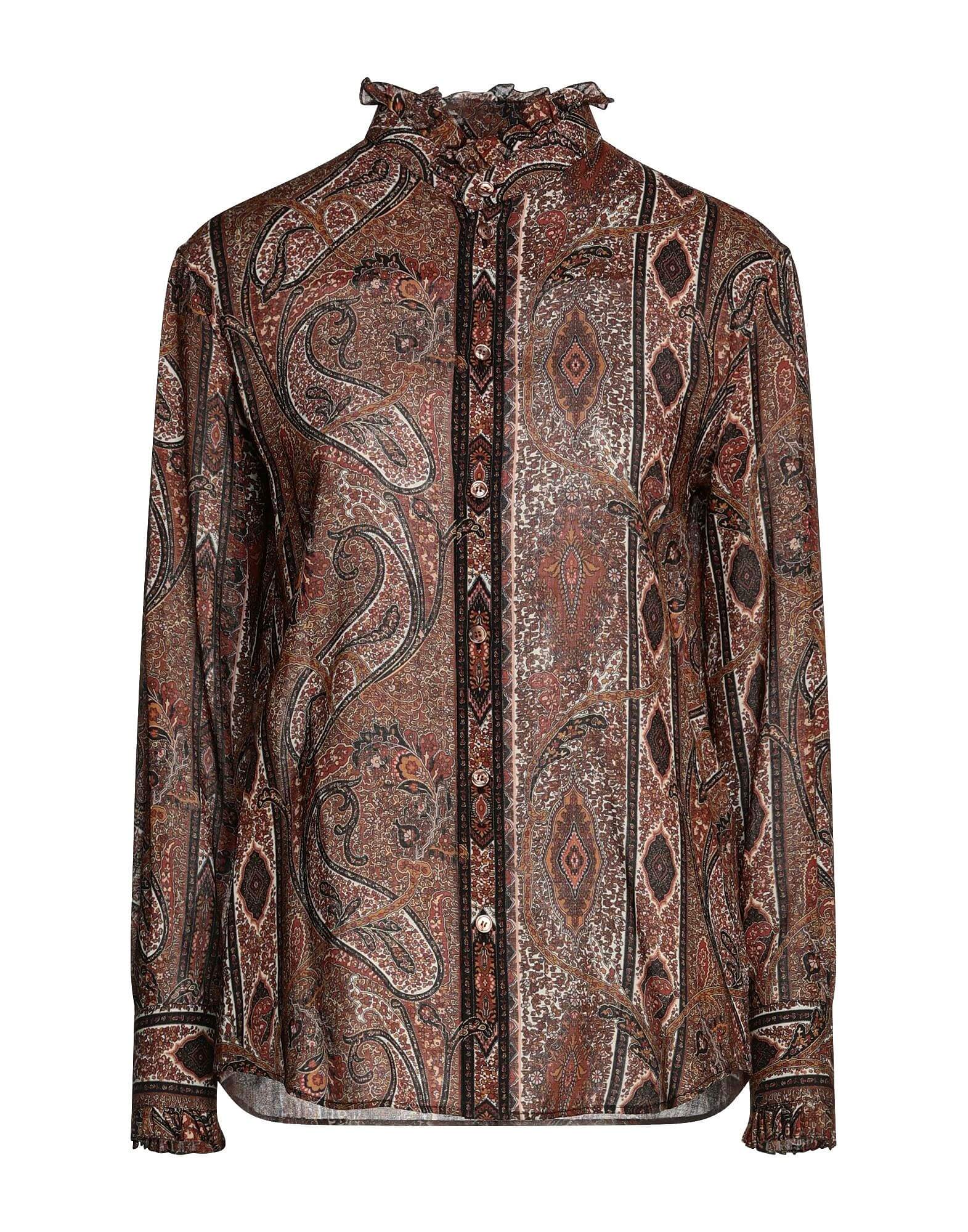 Ruffle paisley blouse CELINE, brown