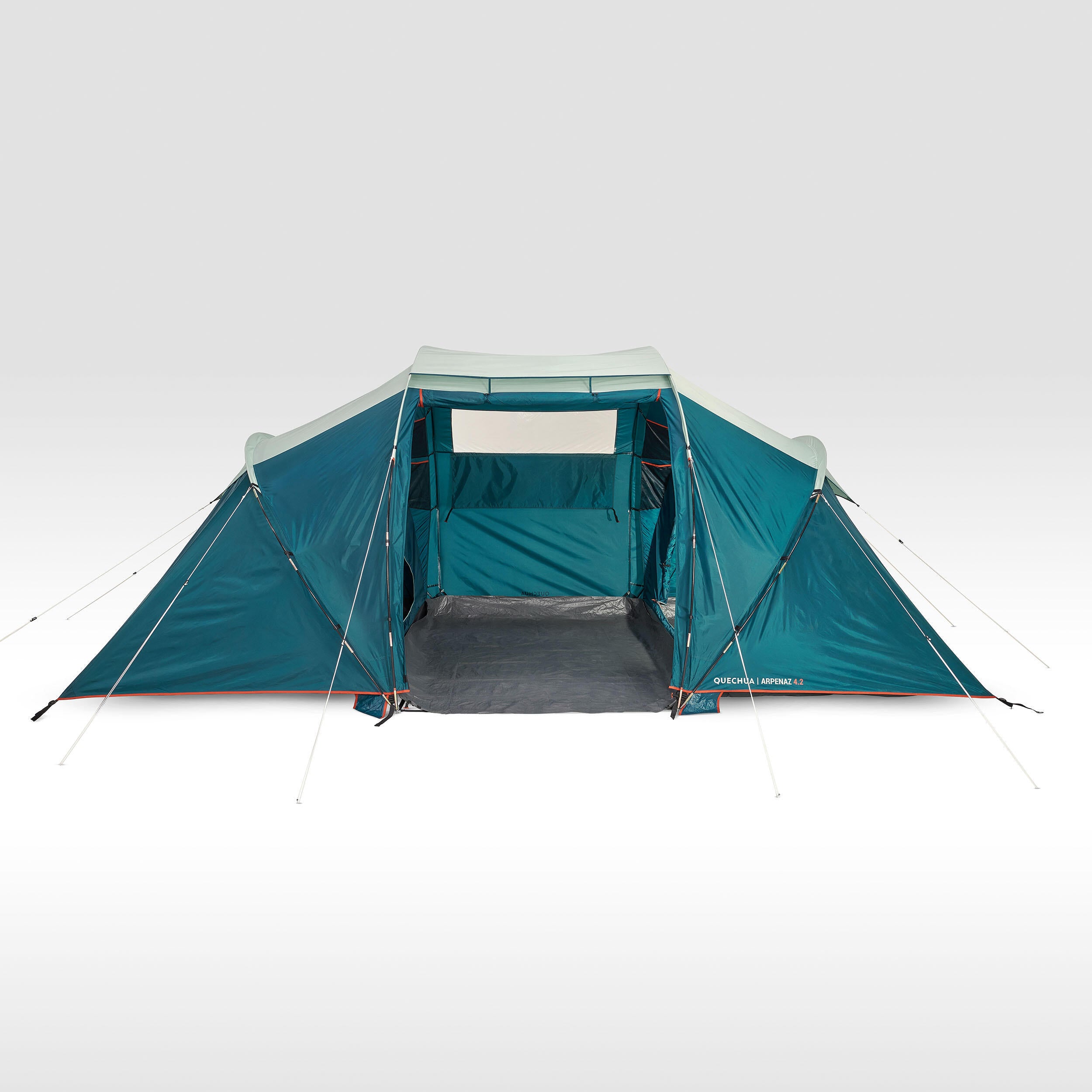 Camping tent Quechua Arpenaz 4.2 4-person 2-room, turquoise