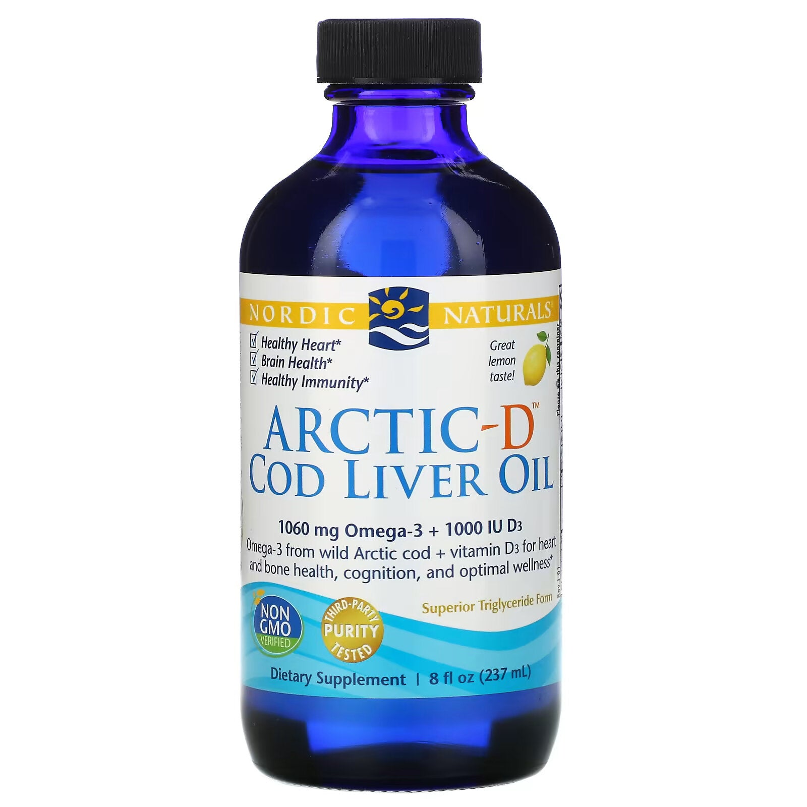 Nordic Naturals, Arctic-D, Lemon Cod Liver Oil, 8 fl oz (237 ml)