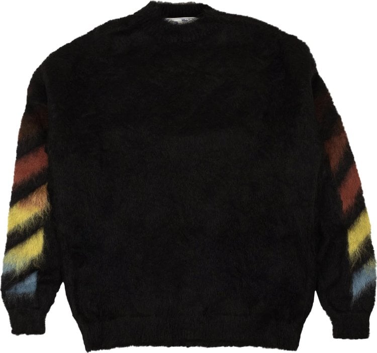 Off-White Diag Brushed Mohair Crewneck Sweater 'Black/Rainbow', black