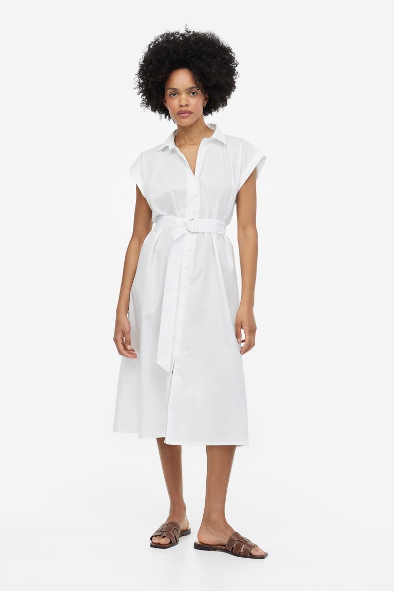 Shirtdress with belt H&M, white