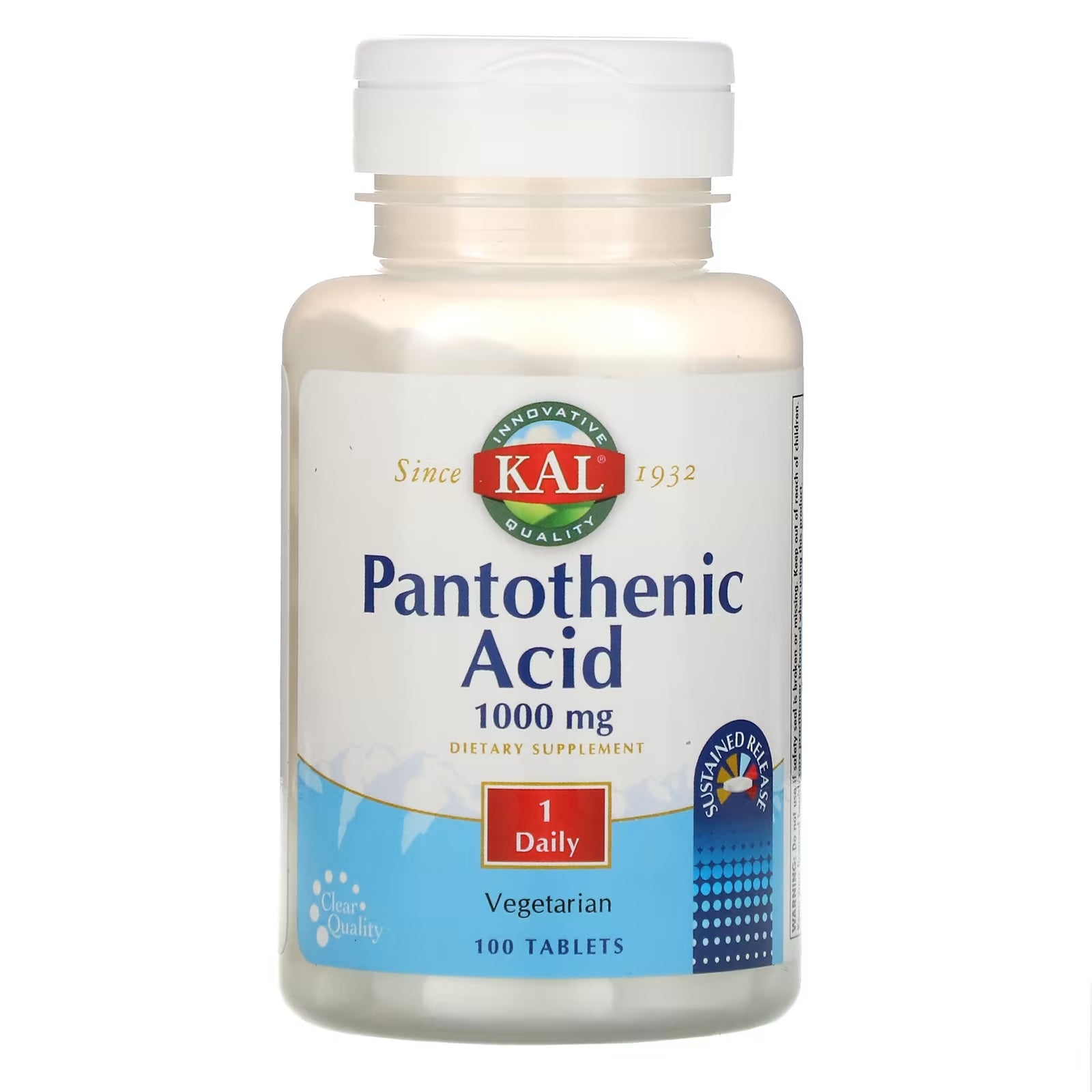 KAL Pantothenic acid 1000 mg, 100 tablets