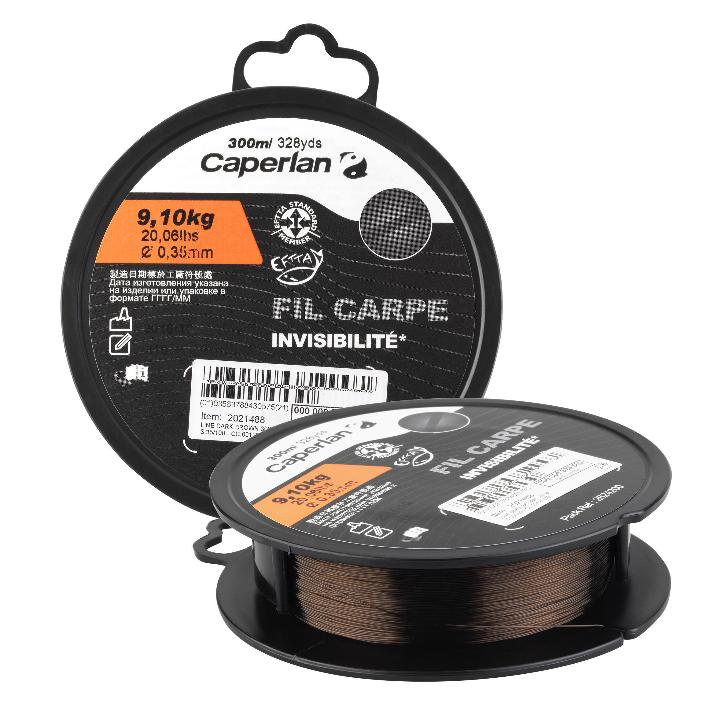 Monofilament main line 300 m for carp fishing, dark brown CAPERLAN