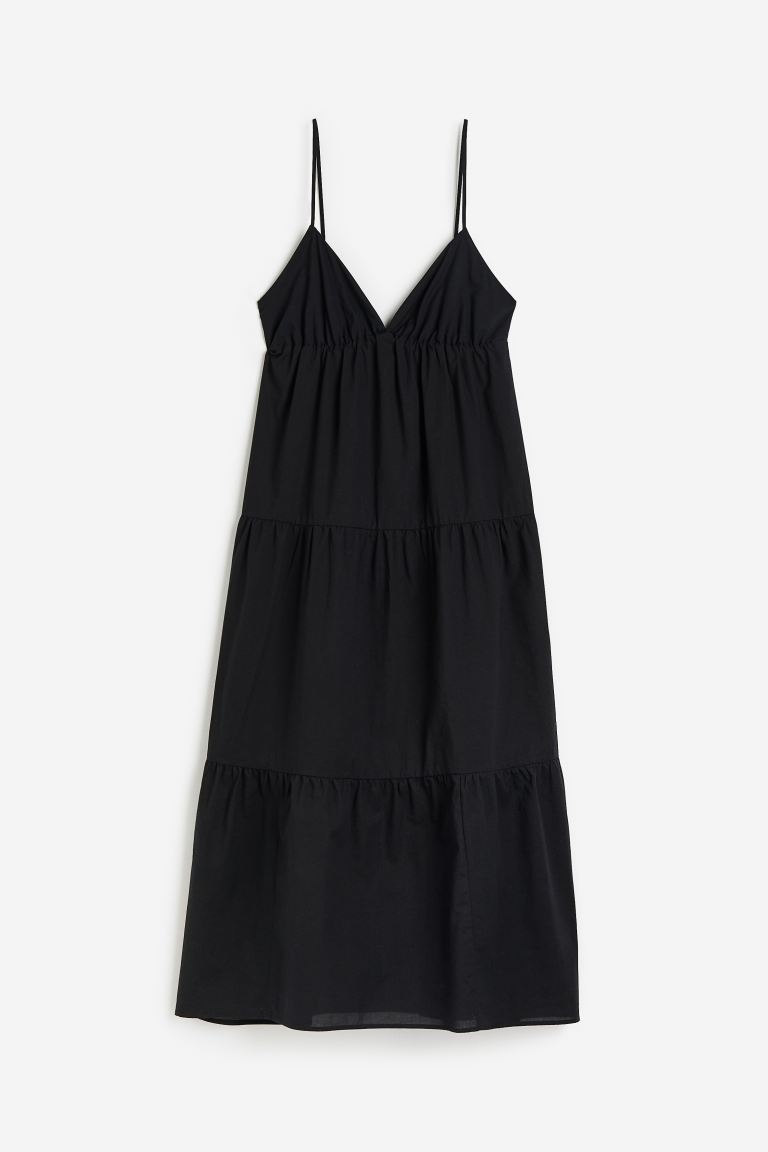 H&M tiered cotton dress, black