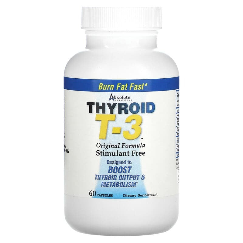 Absolute Nutrition Thyroid T-3 Thyroid Supplement Original Formula 60 capsules