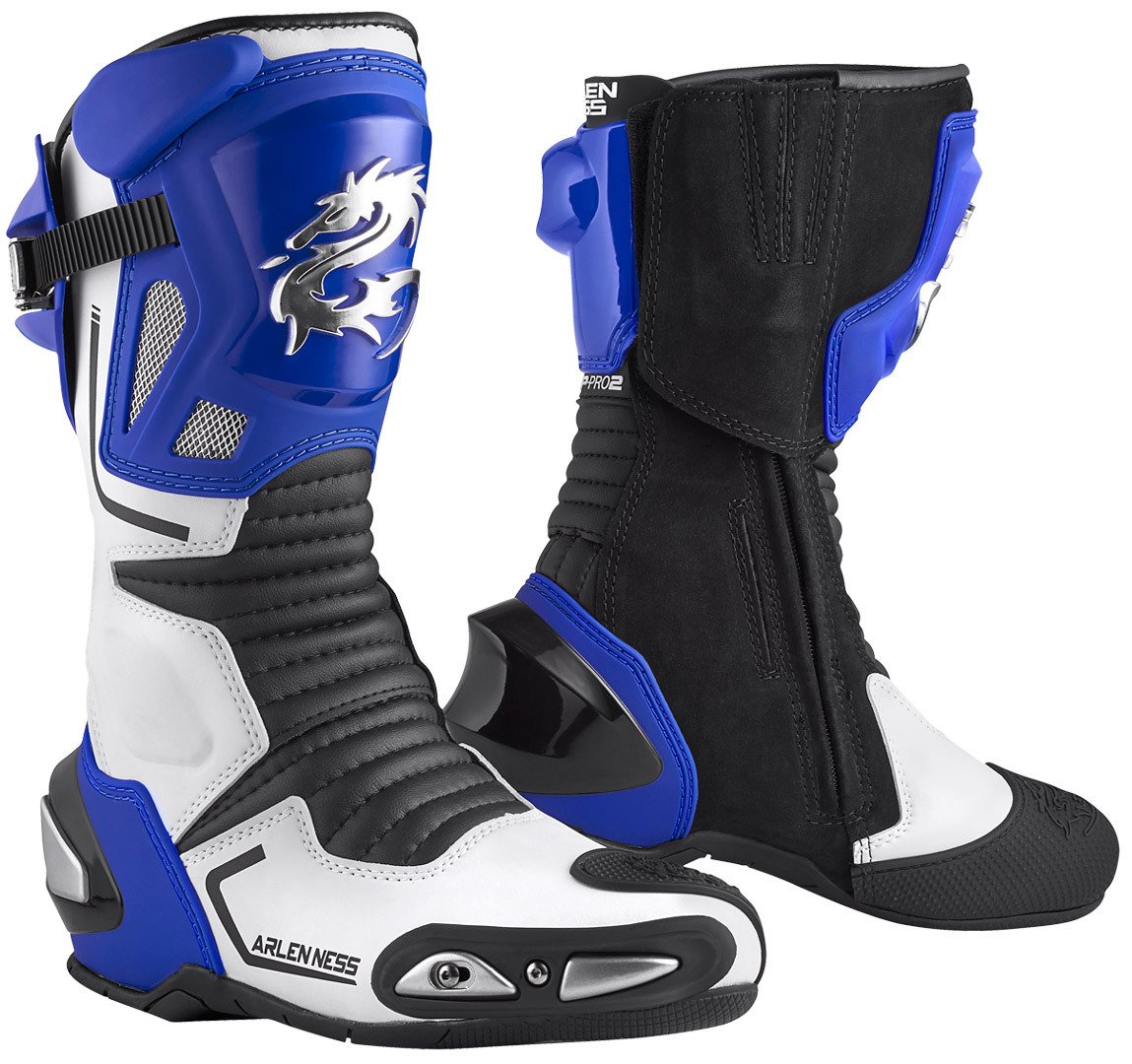 Arlen Ness Sugello Motorcycle Boots, Blue/White/Black