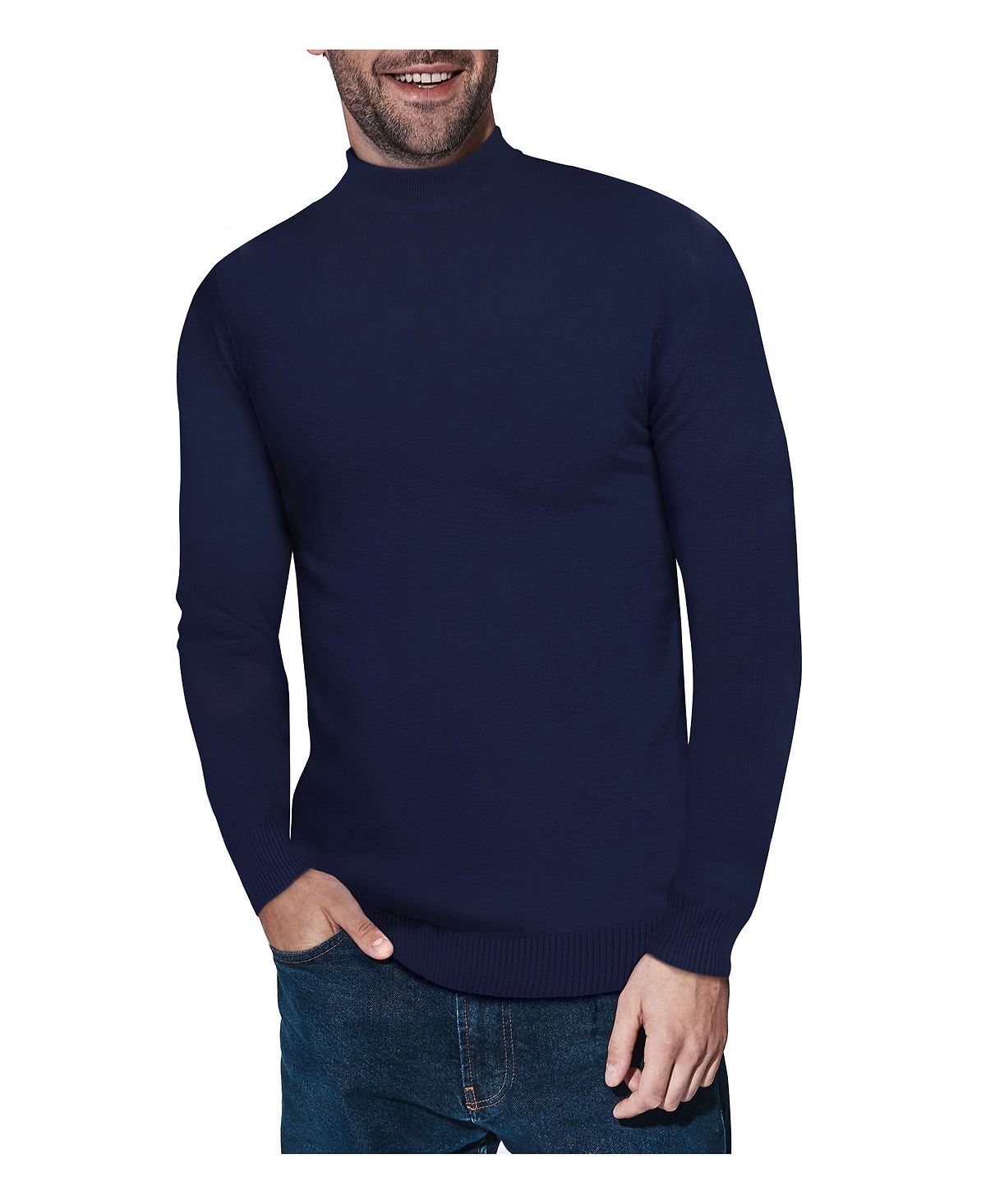 X-Ray Men's Basic Mid-Weight Stand-Neck Pullover, Blue