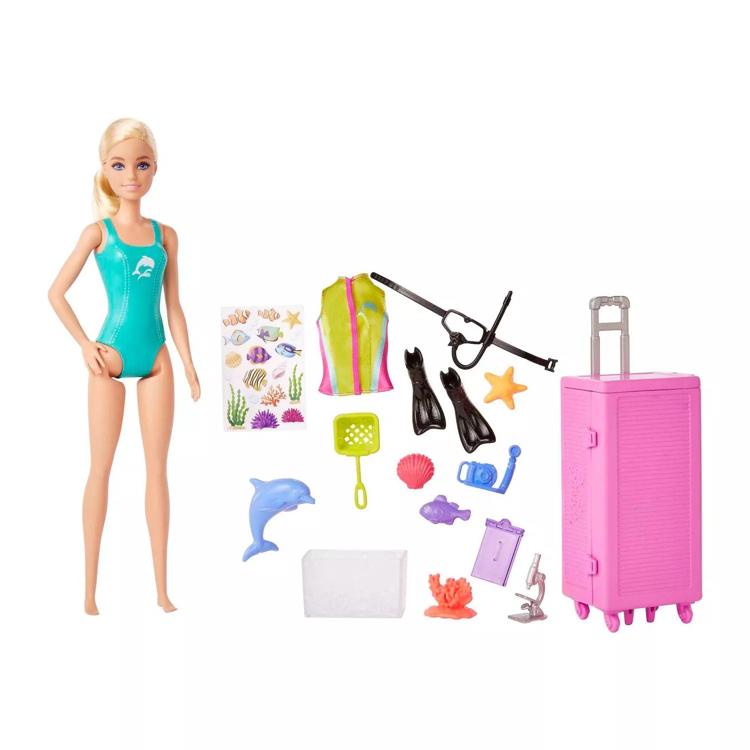 Barbie Marine Biologist Doll (Blonde) and Barbie Mobile Lab Playset