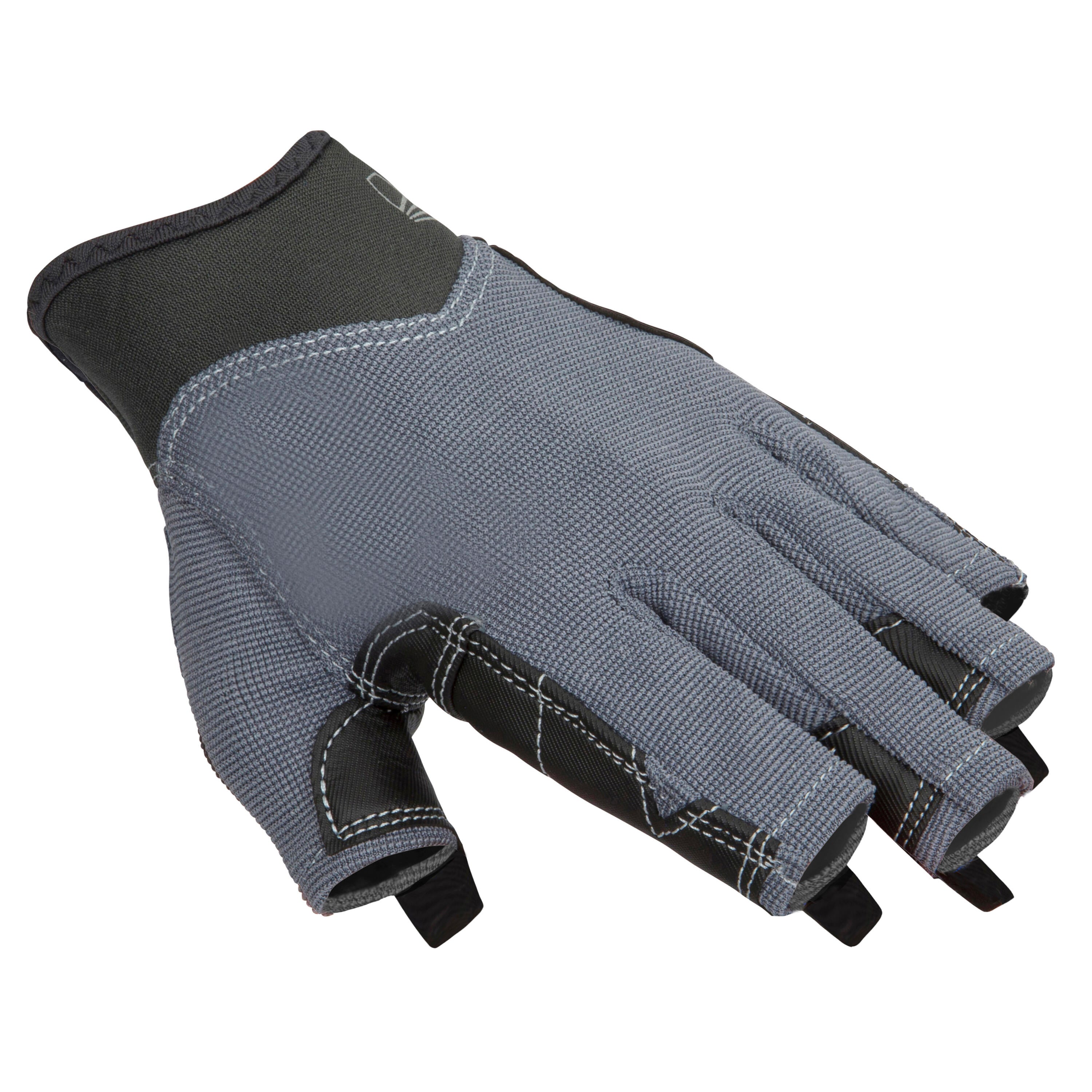 Women's/men's half-handed sailing gloves 500 dark gray TRIBORD asphalt grey/black/charcoal gray