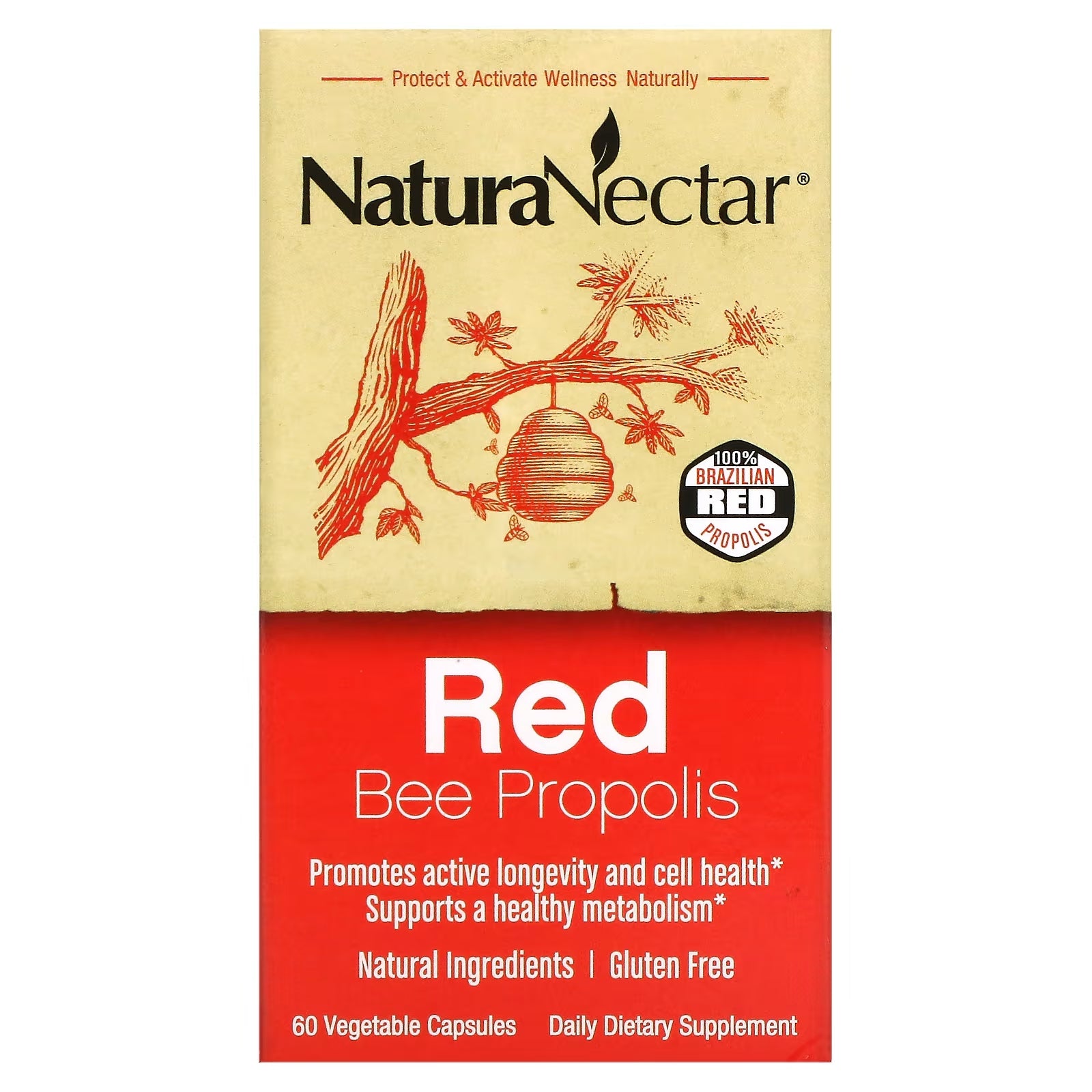 Red Bee Propolis NaturaNectar, 60 vegetarian capsules