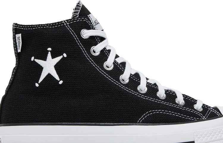 حذاء رياضي Converse Stussy x Chuck 70 High Black، باللون الأسود