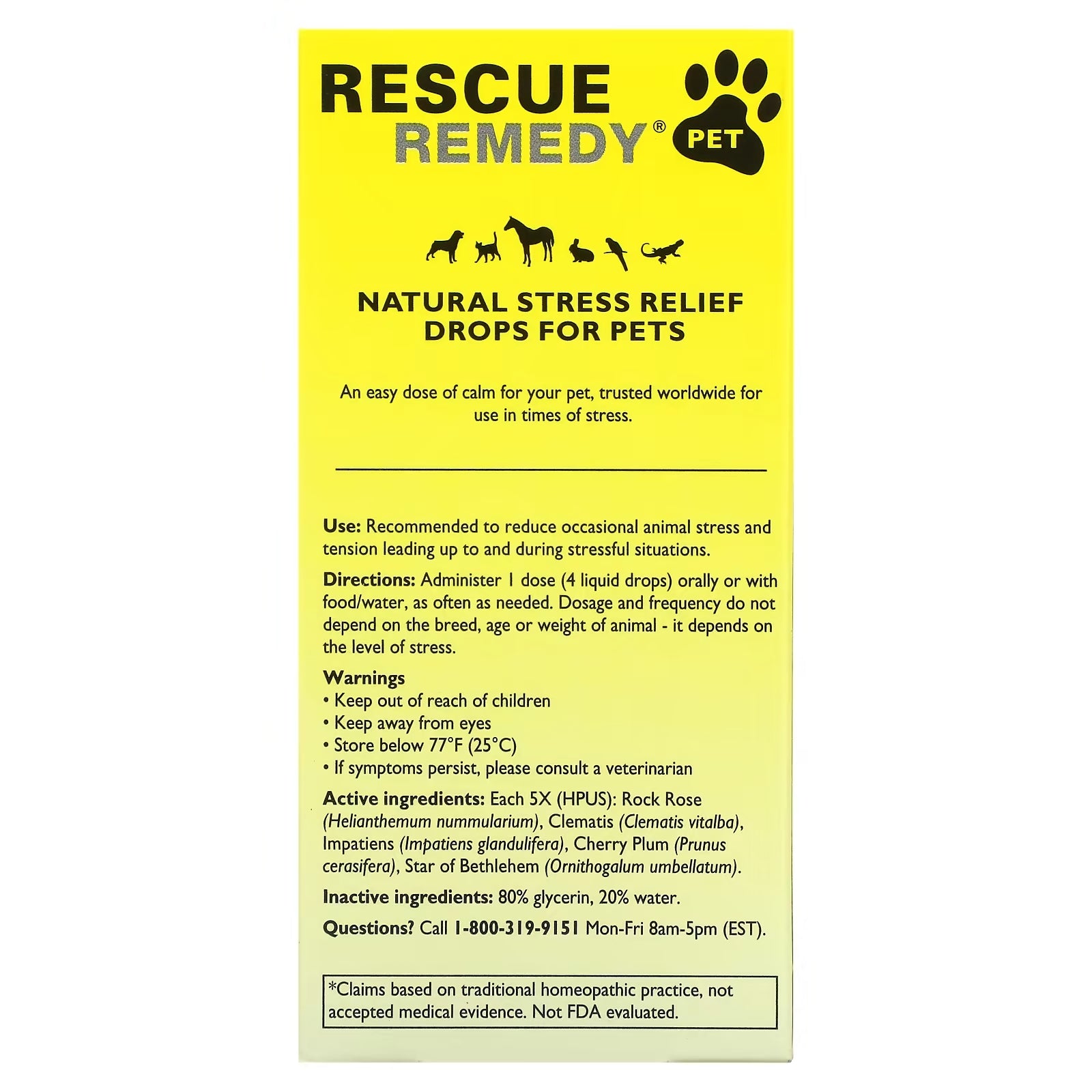 Natural Stress Reliever for Pets Bach Rescue Remedy