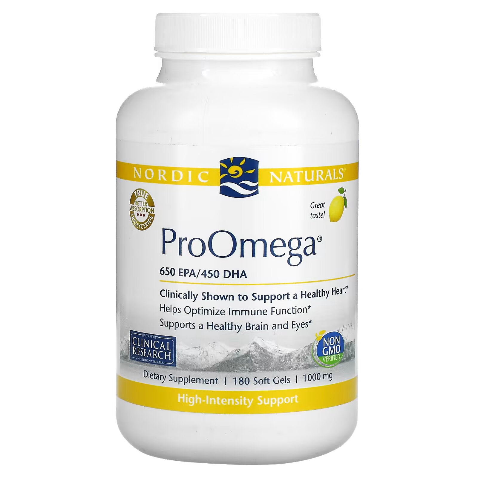 Nordic Naturals، ProOmega، ليمون، 1000 مجم، 180 كبسولة هلامية