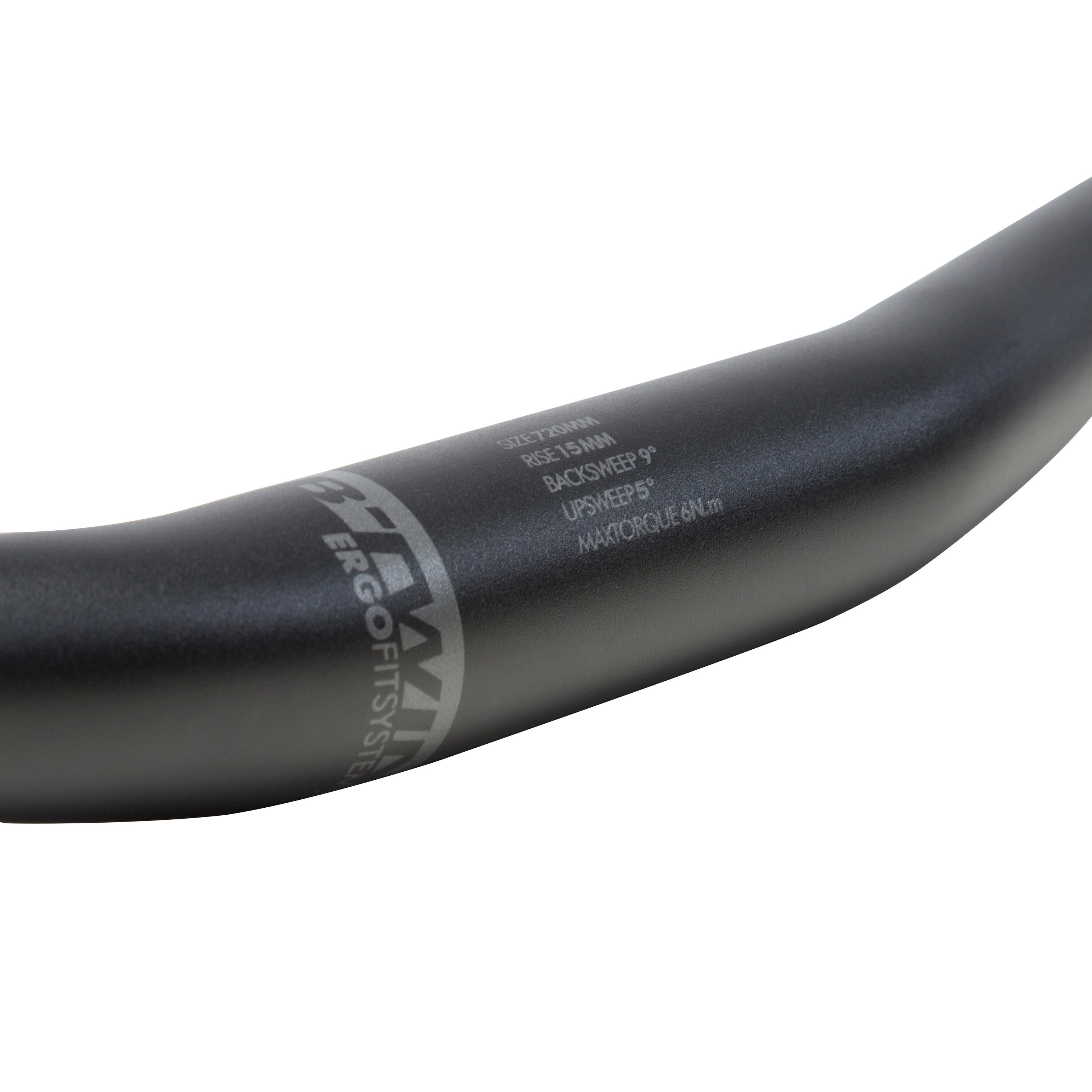 Mountain bike handlebars with 31 rise. 8 mm and 720 mm wide black OVERSIZE Rockrider