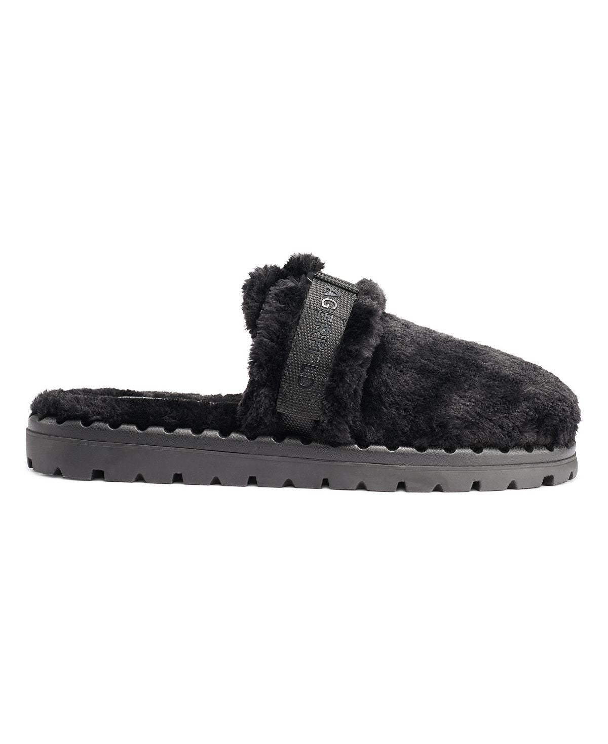 Karl Lagerfeld Men's Slip-on Slippers with Adjustable Strap with Logo, Black